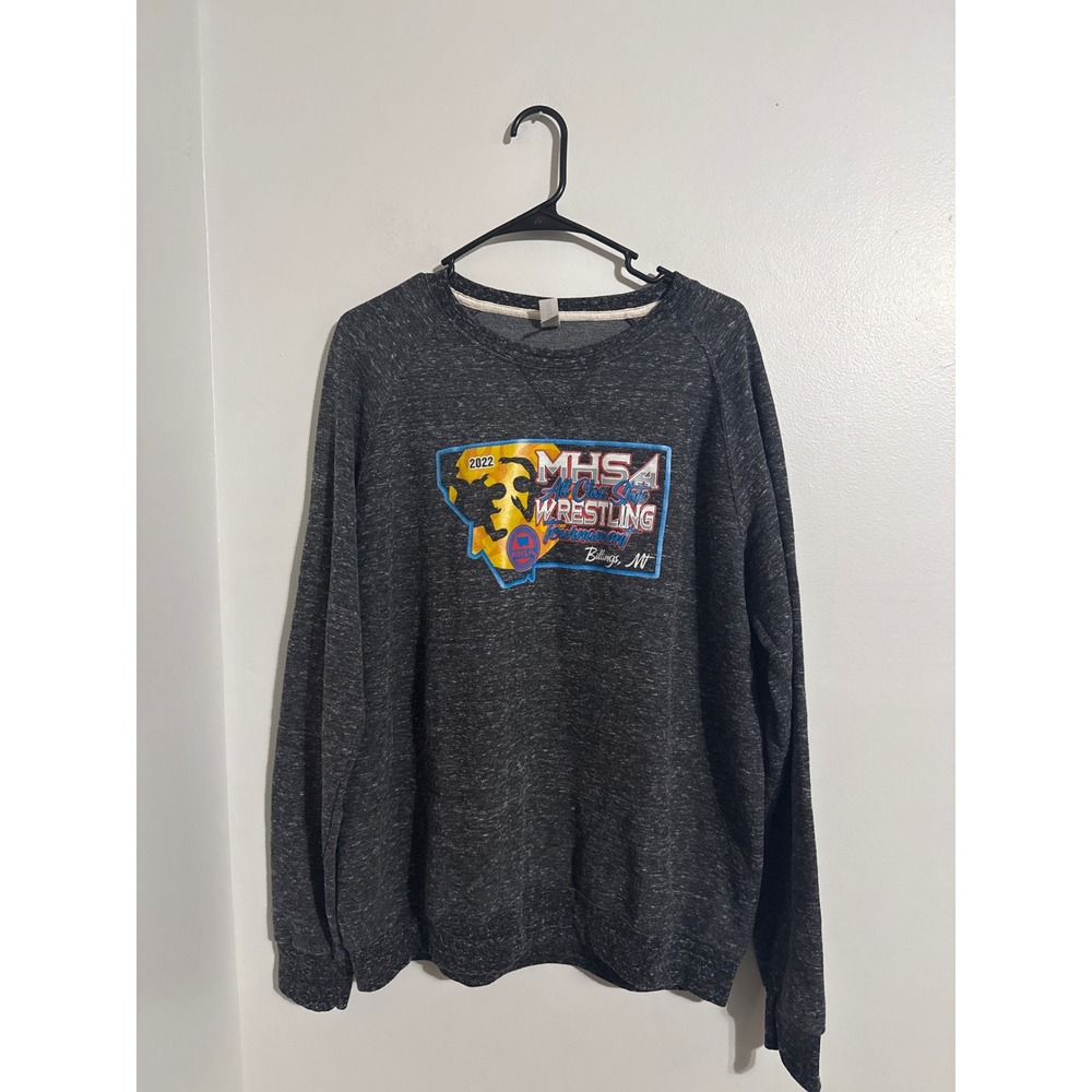 Jerzees Mens 2022 MHSA State Wrestling Tournament Sweatshirt Charcoal Large